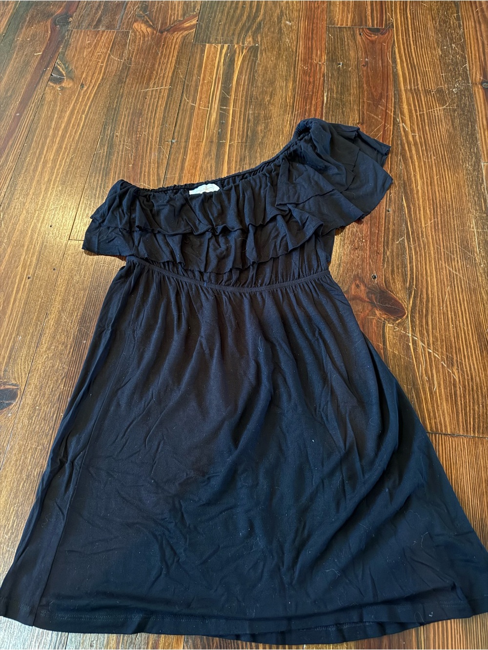 Coveted Clothing Black Off-Shoulder Ruffle Top